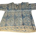 Dylan  Blue and Beige Floral Print Boho Peasant Blouse Size Medium Photo 1