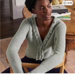 Boden Jessica Ruffle Trim Alpaca Blend Pale Green Cardigan Sweater Size 6 Photo 3