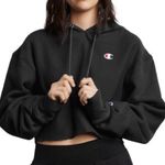 Champion  Reverse Weave Cropped Hoodie Black Small Photo 0