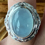 Natural Aquamarine Cocktail Ring Size 6 Silver Photo 0