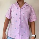 Vintage Cheryl Tiegs Pastel Purple Printed Button Down Shirt Size 6 Photo 1