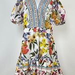 Farm Rio NWOT  Floral Ruffles Greek Garden Off-White Mini Dress Size XL Photo 2