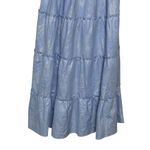 Hill House Nesli Nap Dress Women’s Small Metallic Blue Smocked Puff Sleeve Midi Photo 3
