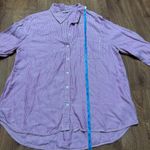 Beach Lunch Lounge Shirt Womens XL Pink White Stripe Button Up Office Casual Photo 8