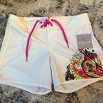 Athleta Women's White Board Shorts with Pink Accents Photo 0