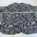 Laura Ashley Woman Black White Floral Embroidered 100% Linen Shirt Swim Coverup Photo 6