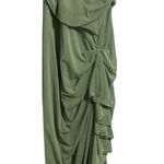 SheIn Sage Green Ruched Asymmetrical Draped Maxi Dress | Wedding Guest | Size Large Photo 0