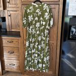 Sonoma Femme Puff Linen Blend Midi Dress Green Floral Button Down Women’s large Photo 6