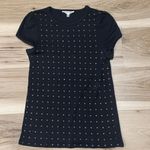 Alice + Olivia  Robin Embellished Short Sleeve Shirt Women’s Medium Photo 1