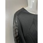Attention  Dress Womens Medium Black Faux Leather Sleeve Sheath Knee Length Photo 4