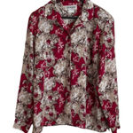 Vintage DONNKENNY Women Top Red Tan Paisley‎ Button Up Career Mature 80s Cottage Size undefined Photo 0