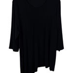 Catherines  Black Asymmetrical Tunic Top 3X Ribbed Knit Stretch Minimalist Flowy Photo 0