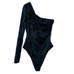 YITTY  by Lizzo Plusshy Asymmetrical Bodysuit Iconic Black Crushed Velvet Size XL Photo 3