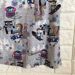 Scrubstar  winter wonderland owl squirrel raccoon scrub top women's size M scrubs Photo 5