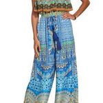 Shahida Parides Strapless Blue Crystal Print Wide Leg Jumpsuit Green Size undefined Photo 9