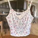 SheIn White Floral Flirty Crop Top Spaghetti Strap Photo 1