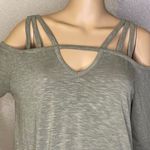 She & Sky Cold Shoulder 1/2 Sleeve Olive Green Blouse Size Large Photo 1