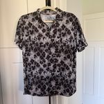 Ibkul Le Leopard Mock Neck Zip Top Short Sleeve Shirt Black Grey Pullover Top Size XL Photo 1
