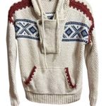 Madewell Fair Isle Knit Hoodie Sweater Ivory Blue Boho Nordic Pullover XS Photo 0