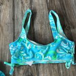 California Sunshine  Bikini Blue Green Floral hibiscus Set small NEW Photo 4