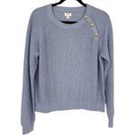 J.Crew NWT  Womens Crew Neck Button Shoulder Pullover Sweater Blue Size Medium Photo 3