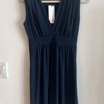 Veronica M  Navy Blue Sleeveless V-Neck Dress Size M NWT Casual Stretchy Knit Photo 1