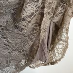 Anthropologie Pleione Sheer Lace shirt dress lined sleeveless tan Size … Photo 2