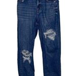 American Eagle  Mom Straight Jean Blue Jeans High Rise Denim Ripped Size 2 Womens Photo 0