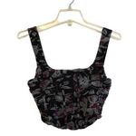 Free People Galaxy Corset Tank Top Size Small Mesh Black Gray Floral Cropped NWT Photo 0