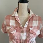 Altar'd State Plaid Short Sleeve Shirt Small Button Up Pink Flannel Country Girl Photo 8