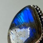 BLUE Fire Labradorite Genuine Stone 925 Sterling Silver Ring Photo 4
