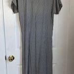 Square neck black and white striped maxi dress lagenlook sheath shirt dress Photo 1