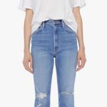 MOTHER High Waisted Rider Ankle Fray Party Like a Pirate Jeans Size 30 Blue Photo 0