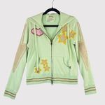 Joystick Dreamland Womens Hoodie Green Full Zip Embroidered Star Owl Y2K Medium Photo 0