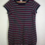 Talbots  Petites Women’s Striped Knit T-shirt Mini Dress Navy Pink White Sz LP Photo 0