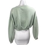 ZARA Women's Green Fleece Long Sleeve Crew Neck Cropped Sweatshirt Top Size L Photo 1