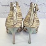 Tory Burch Strappy Peep Toe Heels Size 6.5 Animal Print Buckles Designer Shoes Photo 4