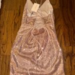 SheIn Blush sequin v-neck lace up back mini dress size small Photo 1