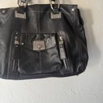 B Makowsky  Y2k Grunge Black Leather Tote Shoulder Bag Silver Hardware Photo 1