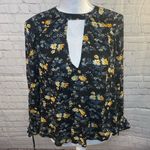 American Eagle Blouse Boho Choker Style Black Floral Print-XS Photo 0