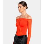 NWT OW Collection Swirl Blouse in OW Red Sz Medium $145 Orange Photo 1
