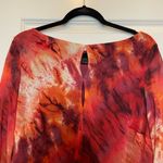 ASOS Red and Orange Tie-Dye Long Sleeve Chiffon Mini Dress Photo 9