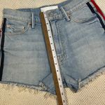 MOTHER Easy Does It Short‎ Denim Shorts Anchor Embroidered Striped Raw Hem 25 Blue Photo 6