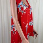 W5 Anthropology  Sleeveless High Low V-Neck Floral Top Blouse Sz Large Orange Photo 2