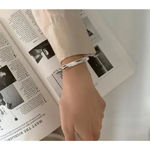Boutique NEW Solid Unisex Braided Bar 925 Sterling Silver Cuff‎ Bracelet, Adjustablee Photo 10