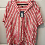 Target Universal Thread Coral and White Striped Shirt Photo 0