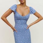 Reformation 💕💕 Baxley Dress ~ Sweetheart Neckline Eve Blue Floral Print 10 NWT Photo 0