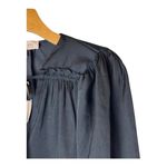 Philosophy  Shirt Women XS Black Satin Balloon Sleeve Ruffle‎ Tie Neck Blouse NWT Photo 4