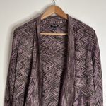 Apt. 9  Purple Gold ZigZag high low Open Waterfall Cardigan metallized 70s sz XL Photo 3