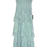 Lulus Floral Lace Sleeveless Tiered Maxi Dress Small Sea Foam Green Coquette Photo 13